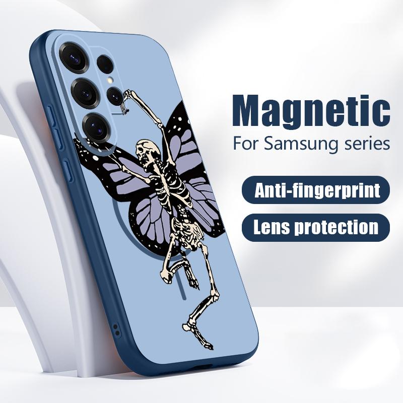Colorful Skeleton Pattern Case For Samsung S26 Edge S25 FE S24 Plus S23 S22 Ultra A15 A16 A17 A35 A36 A37 A54 A55 A56 A57 5G Magnetic Matte Cover