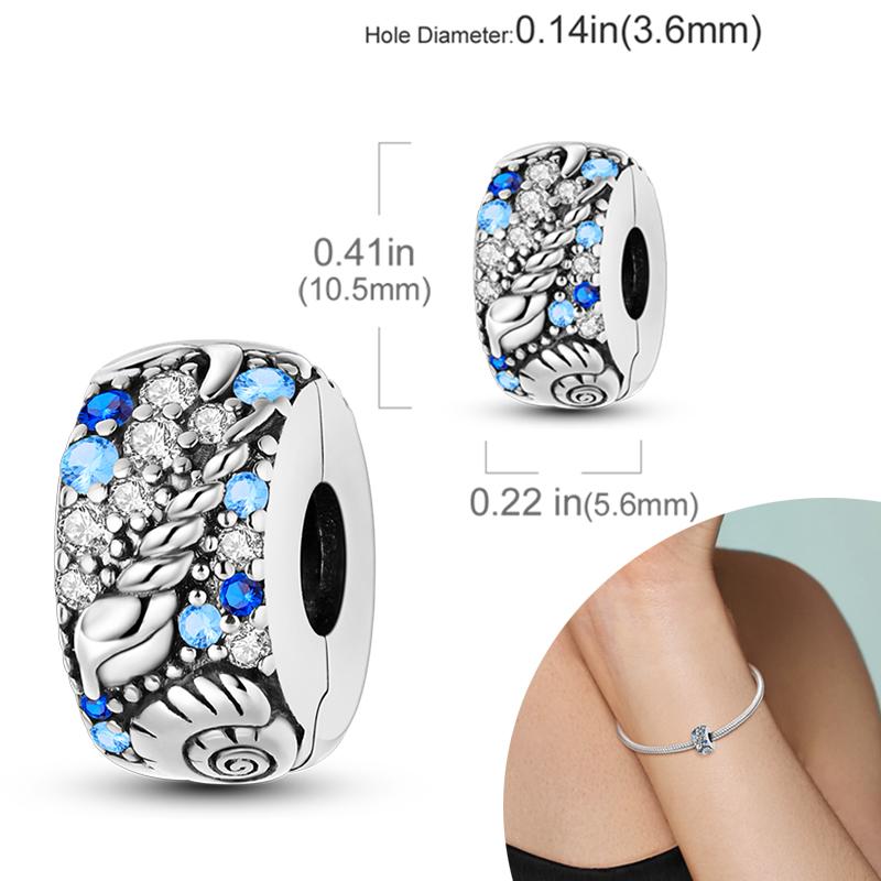 New Silver Plated Charms Beads Turtle Starfish Shell Sea Blue Summer Beads Fit Original Charms DIY Woman Jewelry Gift