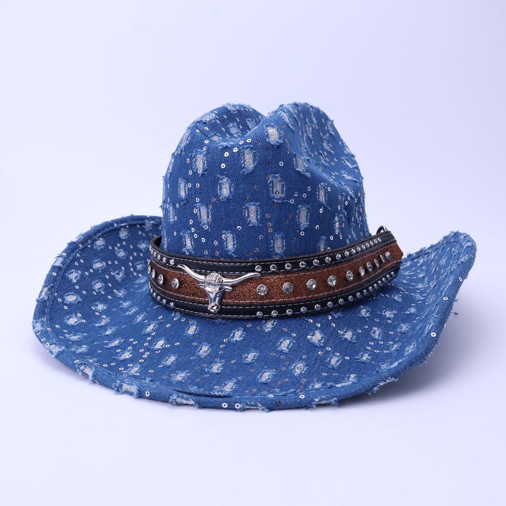 Western cowboy hat TEMU hot-selling jazz hat European and American one-word top curved brim top hat