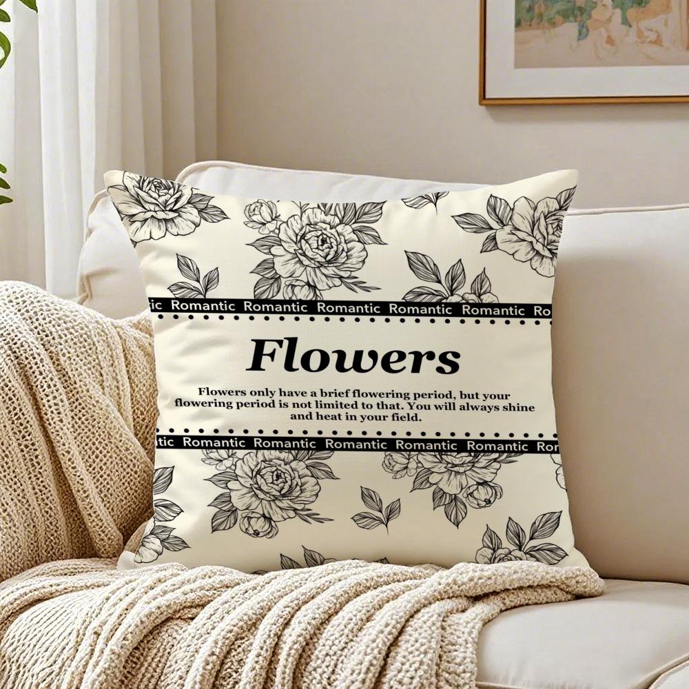 Beautiful Retro Flowers Cushion Cover Linen Pillowcase Soft for Sofa Bed Home Room Decor