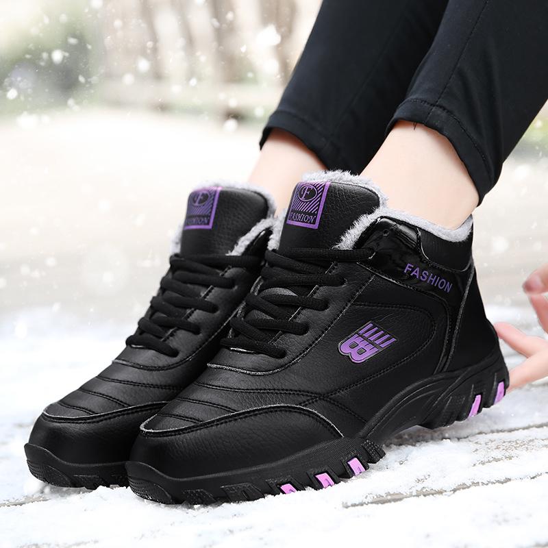 Autumn Winter Leather Sneakers Black Casual Shoes Women Non Slip Lace Up 2025 Fashionable Comfortable Waterproof Sports Shoes