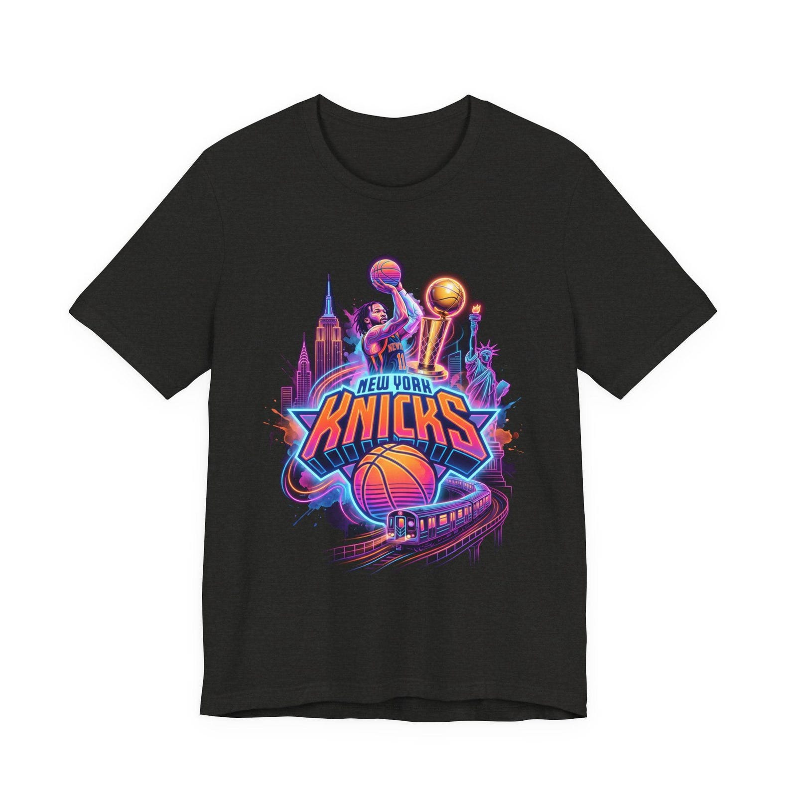 New York Knicks Neon City Basketball T shirt | Retro NYC Hoops Graphic Tee S