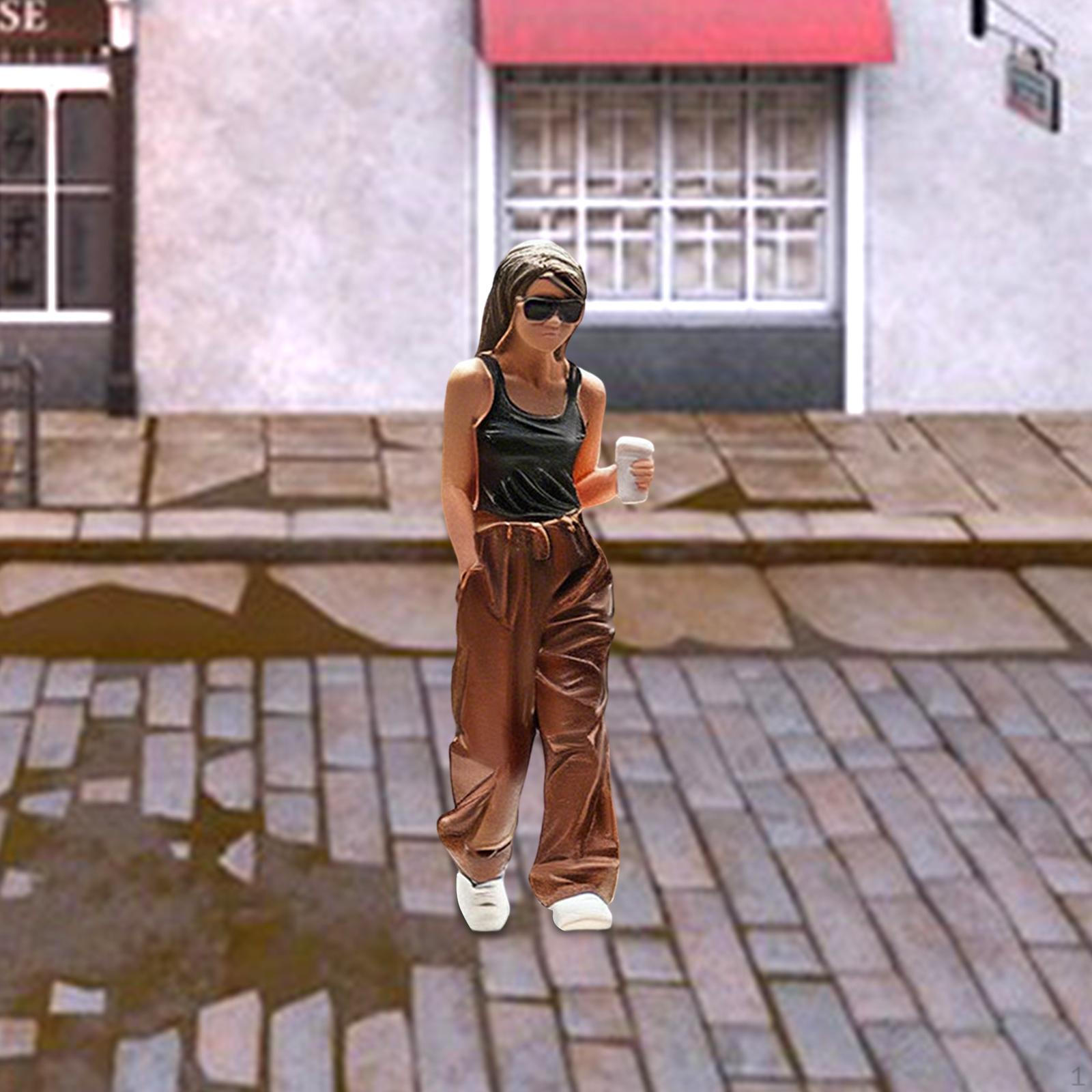 Масштаб 1/64 Женская миниатюрная фигурка Диорама Окрашенная сцена Фигурка Поезда Архитектурный