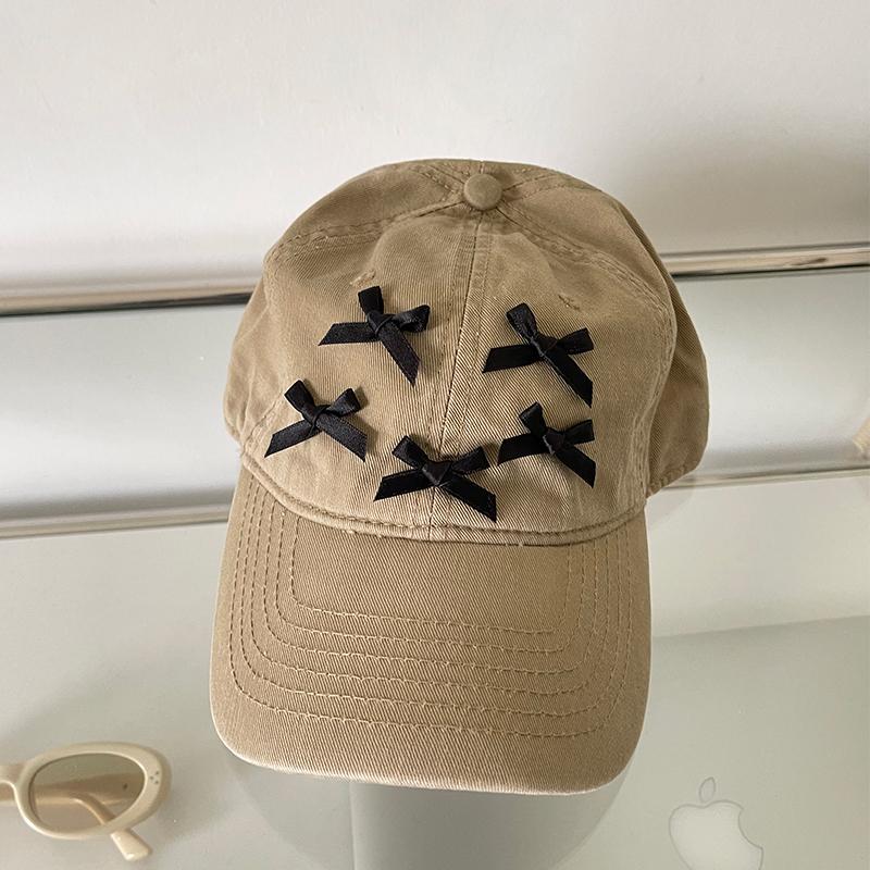 Spring and summer soft top baseball cap versatile bow sweet visor casual sun protection cap female tide
