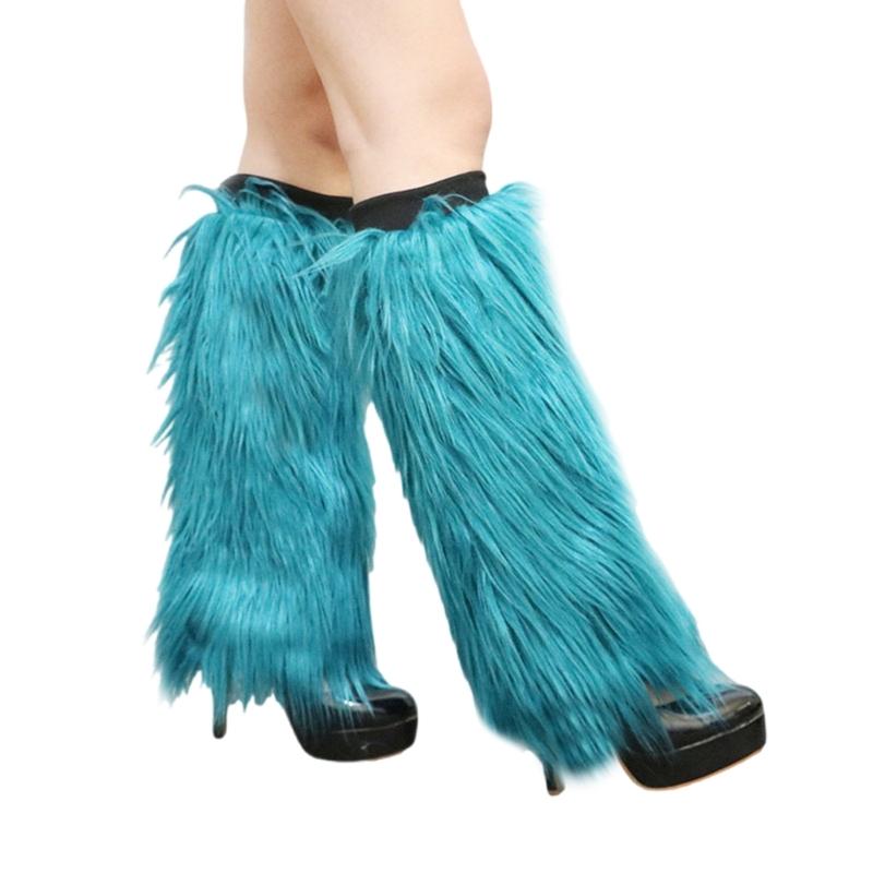 Plush Leg Warmers for Women Soft Furry Boot Toppers Ribbed Elastic Top Fuzzy Leg Covers Winter Accessory Party Costume