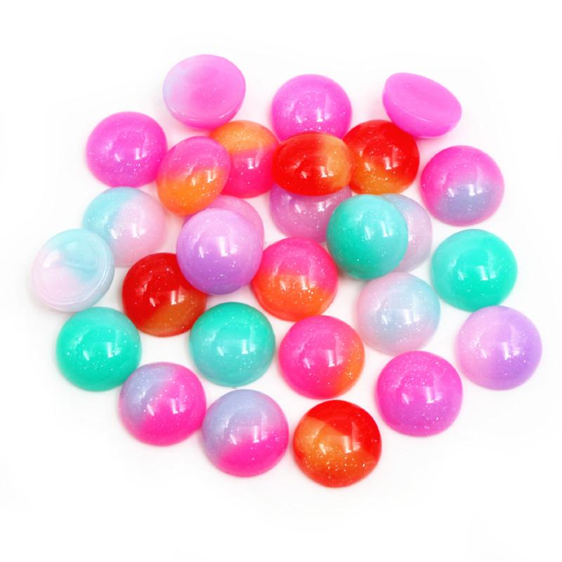 

New Fashion 40pcs 12mm Mix Colorful Candy Color Crystal jelly series Flat back Resin Cabochons Cameo