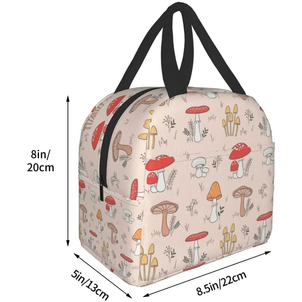 Pink Mushroom Cute Lunch Bags Thermal Lunch Box Reusable Lunch Bag Food Container for Women Men Adults Work Travel Picnic