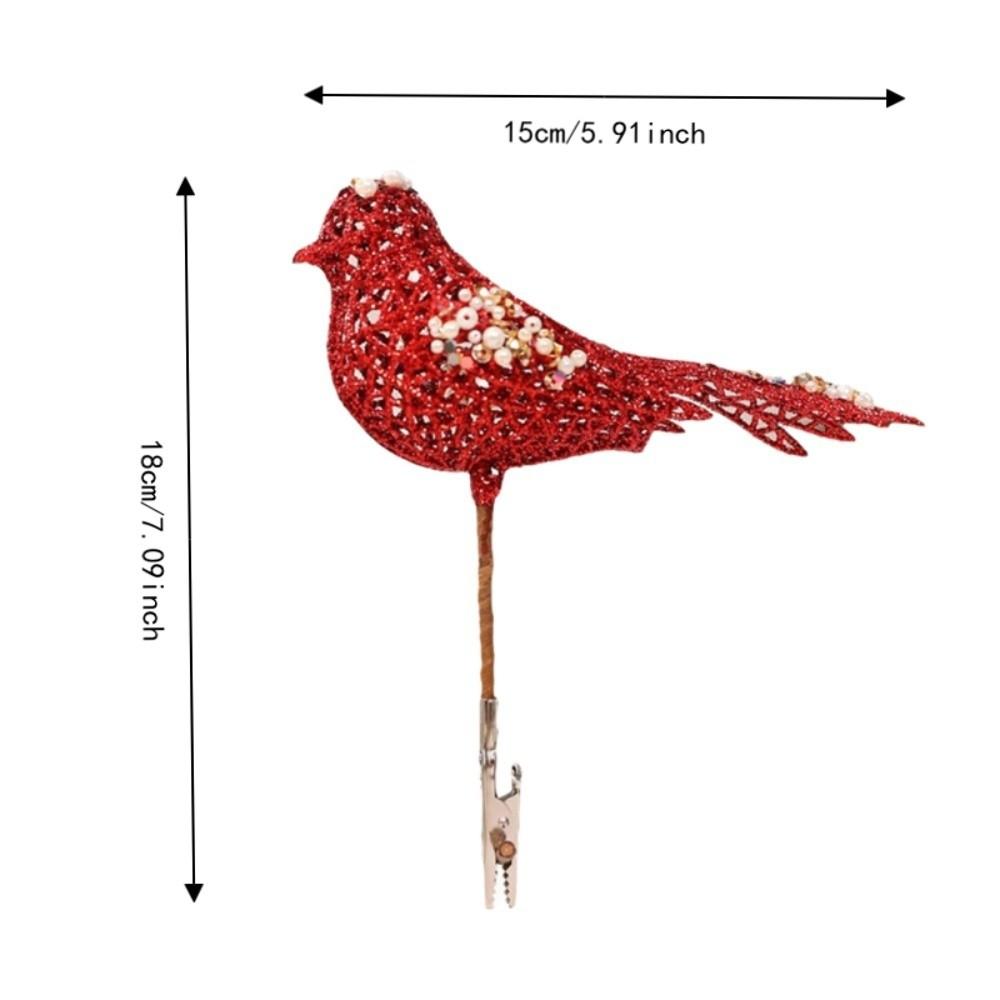 With Sequins and Pearl Christmas Tree Hanging Bird Hollow Sparkling Bird Hanging New Year