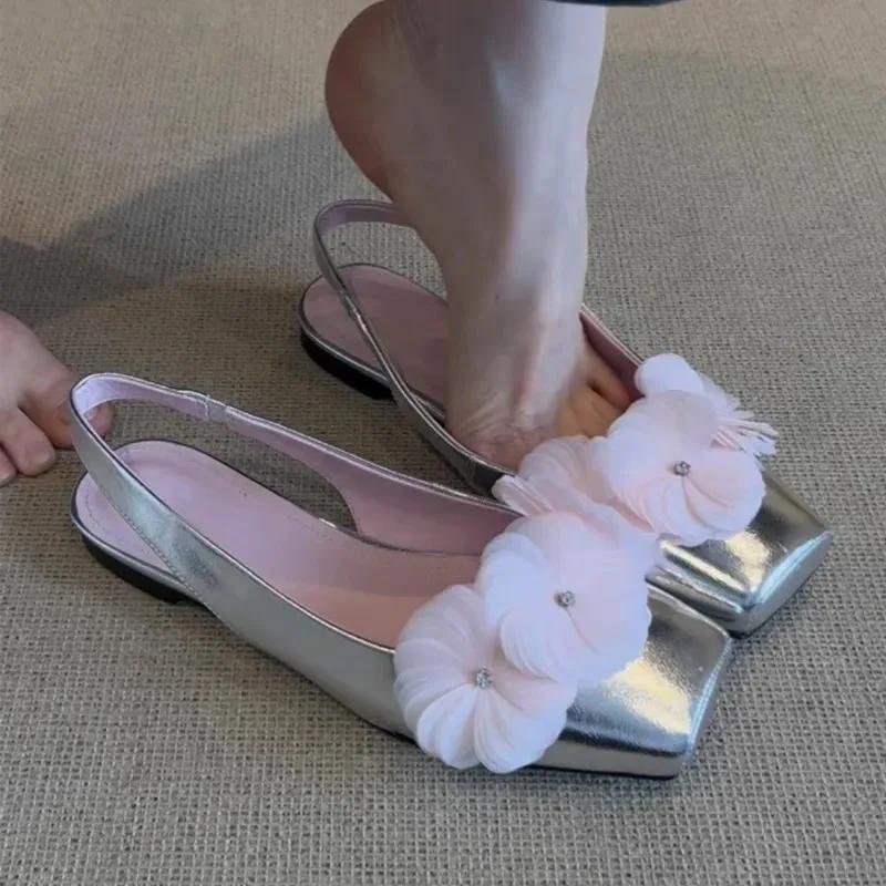 

2025 Летние женские сандалии 2025 Стильные сандалии с открытым носком на низком каблуке Женские удобные пляжные туфли Женские сандалии с цветочным декором 40 розовый