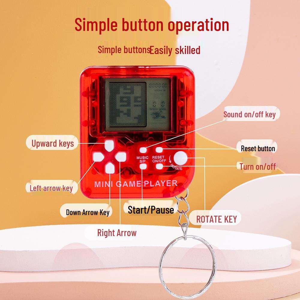 Mini Retro Tetris Keychain Handheld Game Console