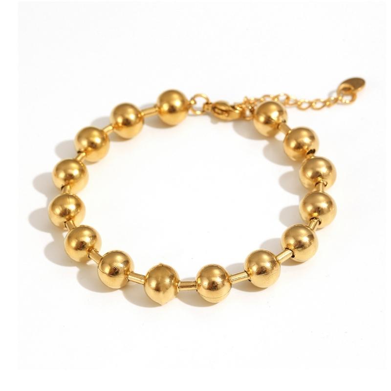 A52E Minimalist Beaded Chain Bracelet For Women Men Sturdy Corrosion Resistant Stainless Steel