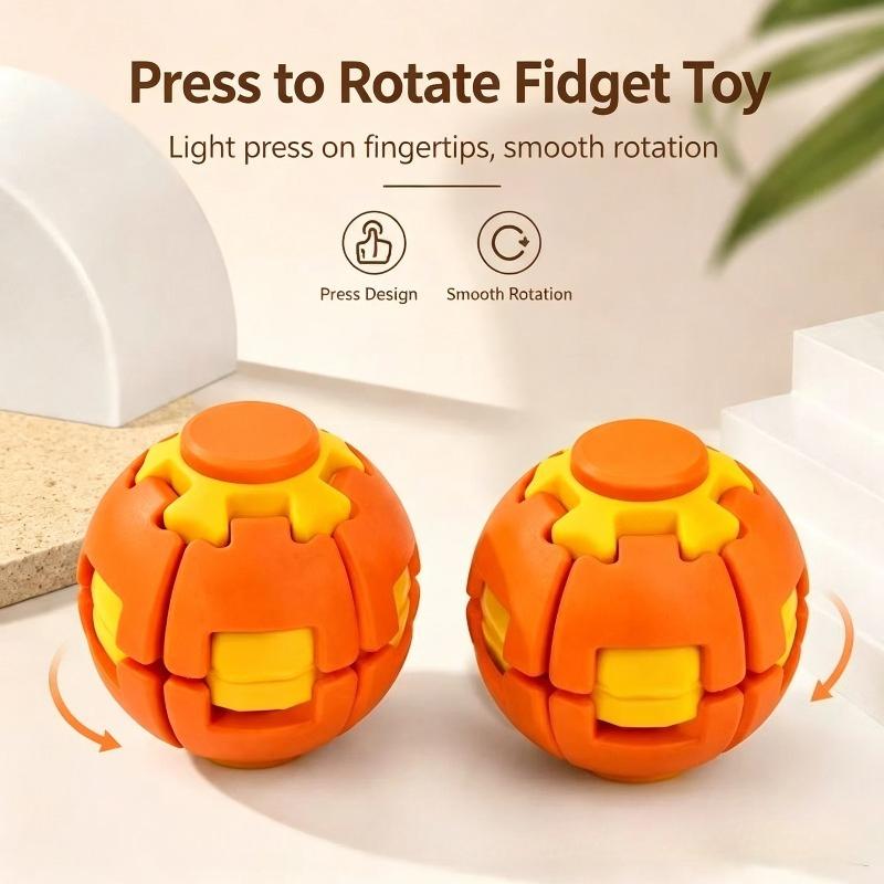 1-4Pcs Press Spin Transform Stress Ball Dual Mode Squeeze And Rotate Fidget Toy Silent Gyro Desk Calm For Office Study