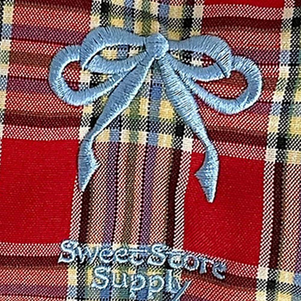 Plaid Makeup Bag Pleated Toiletry Bag Aesthetic Makeup Storage Bag Large Capacity Embroidered Bow Cosmetic Bag for Women Girls