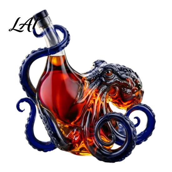 3D Octopus Bottle Octopus-Shaped Glass Decanter Artistic Borosilicate for Whiskey Wine Soda Liquid Display 350ml Decorative Bottle Unique Bar Decor
