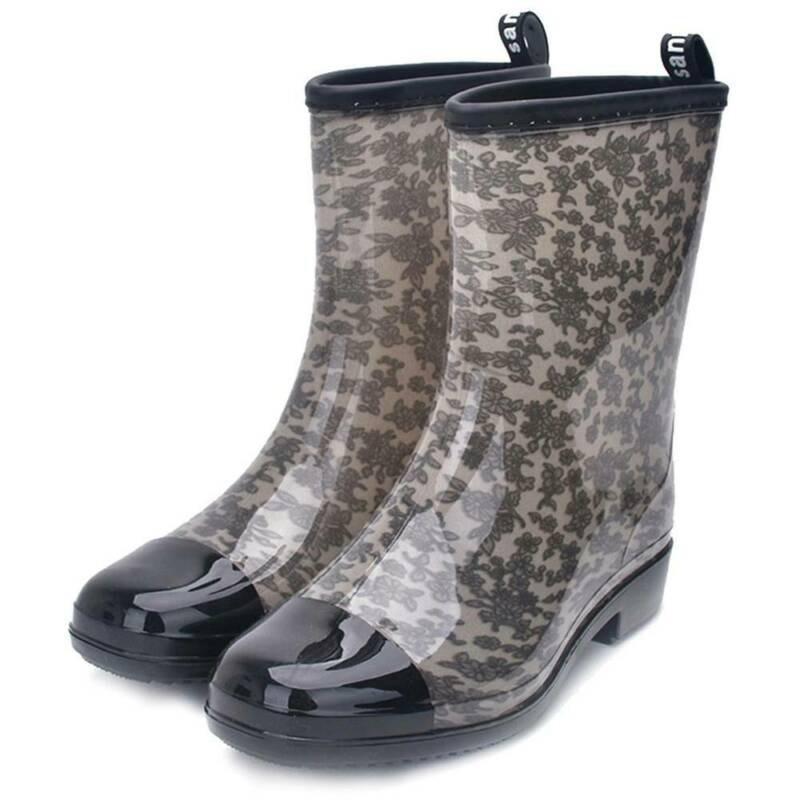 Women Rain Boots Floral Printed Rubber Festival Waterproof Wellington Anti-slip Rain Shoes