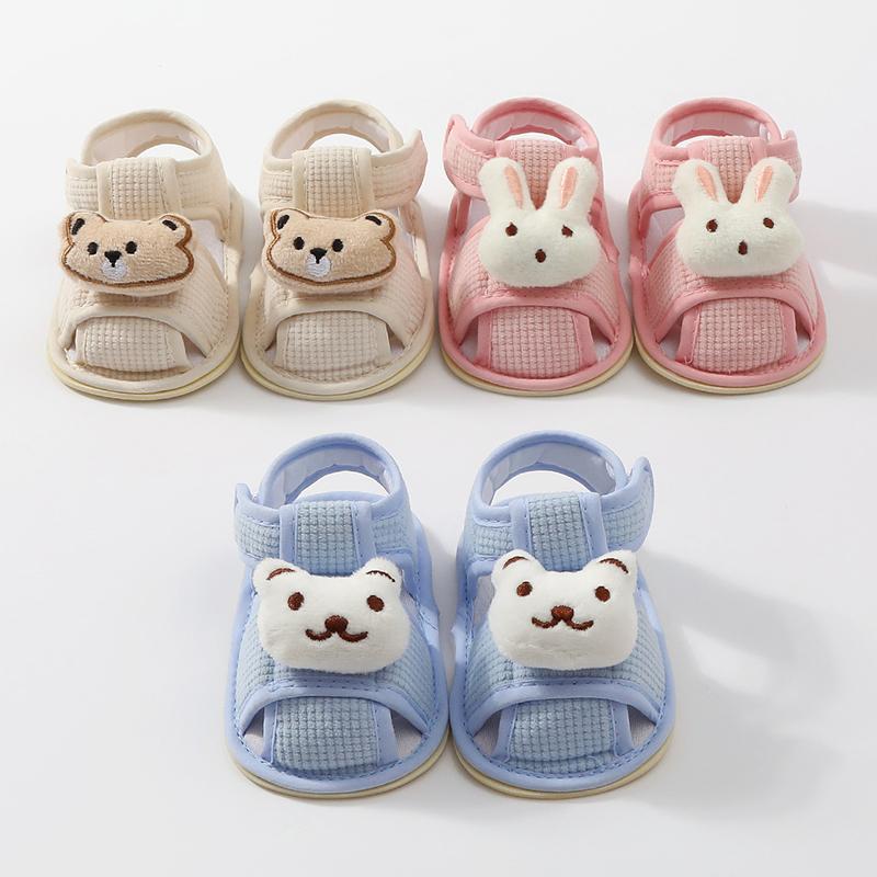 Sandales plates en coton antidérapantes pour bébé, premières chaussures de marche