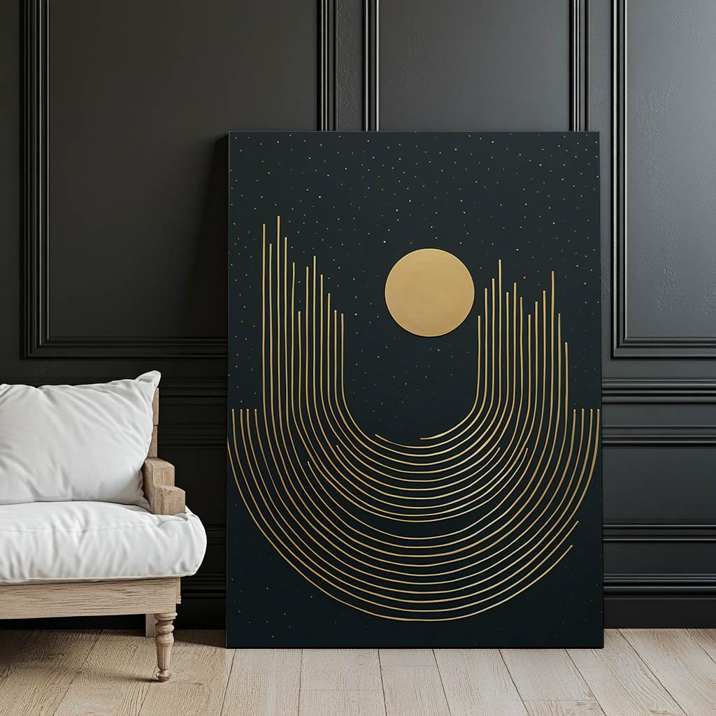Złota Geometria Złota Geometria, 30X40 Cm, Rama Drewniana Ciemny Brąz, Papier Matowy 230 Gsm