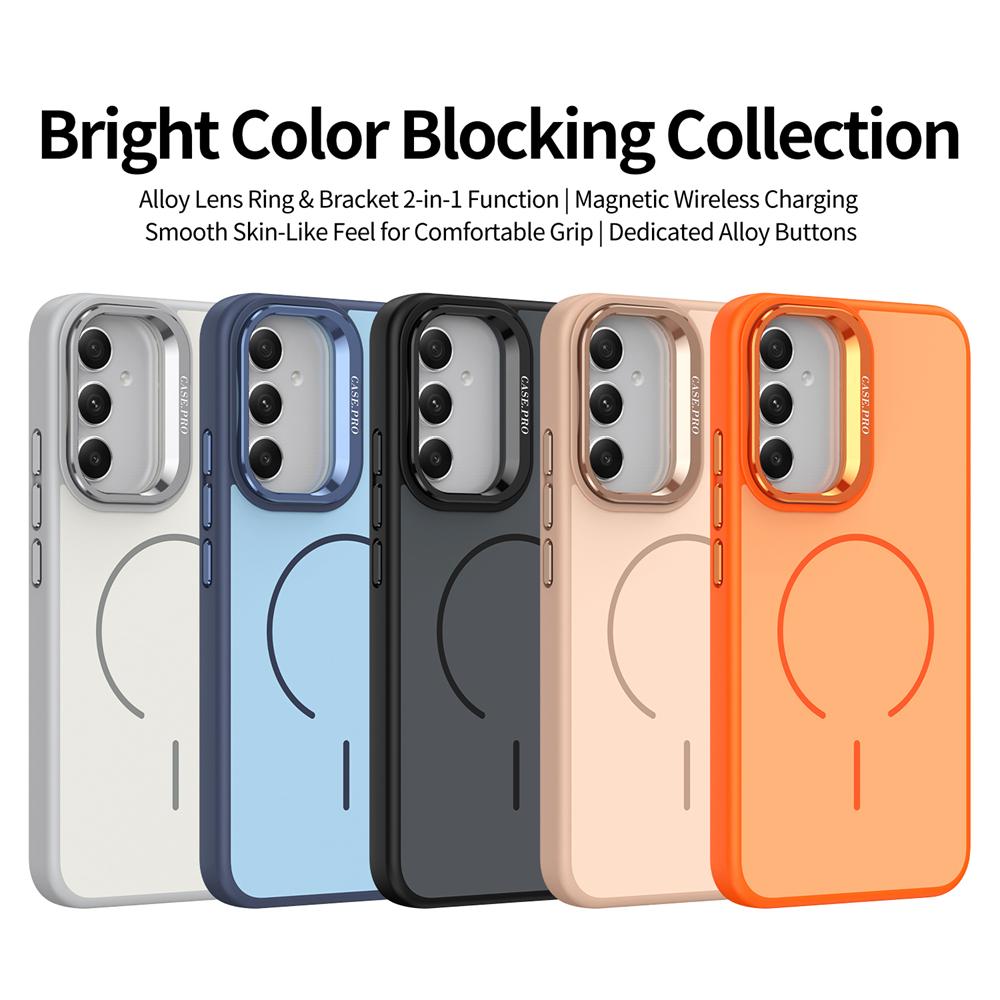KEYSION Matte Skin Feel Lens Stand Phone Case for Samsung A54 5G A34 A14 4G 5G Magnetic Shockproof Back Cover for Galaxy A04S