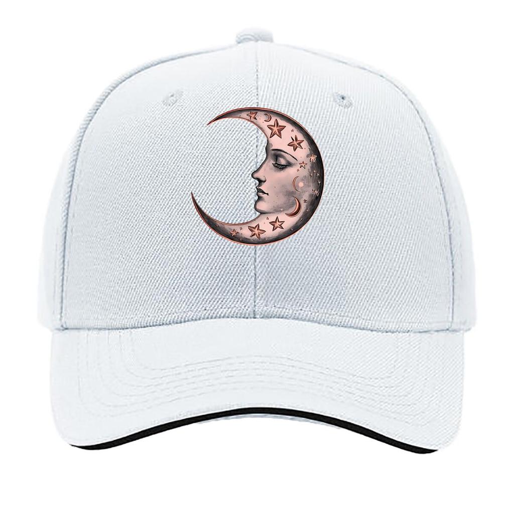 Vintage Celestial Moon Face Wall Art Sandwich Baseball Cap