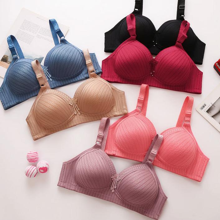 Ladies Pure Cotton Large Size Thin Underwear Anti-sagging Bra No Steel Ring Gathering Breathable Sexy Fashion Printing Bra