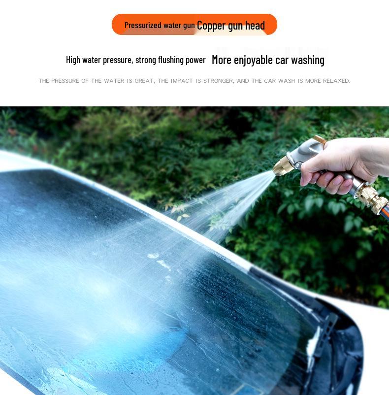 High-Pressure Car Wash & Garden Hose Nozzle with Brush - Multi-functional for Rinsing, Watering, and Cleaning.