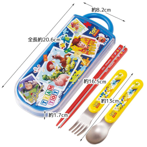 Skater Bento Trio Set Chopsticks Spoon Fork Disney Toy Story 24 for Children Antibacterial Treatment Easy to Open Slide Type Made in Japan TACC2AG-A