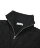 FALLETT Lambswool Cable Knit Half Zip Black
