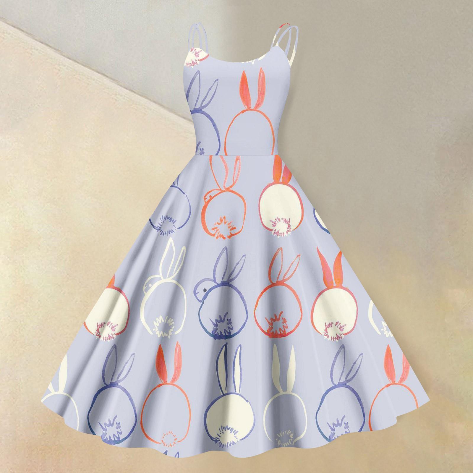 

Жіноча повсякденна модна сексуальна ретро-спідниця з відкритими плечима з квітковим принтом S