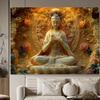 Colgante de Pared Impreso en 3D Tapiz de Buda Tailandia Trono de Loto Sakyamuni Yoga Meditación Tela de Pared Decoración para Sala de Estar Dormitorio