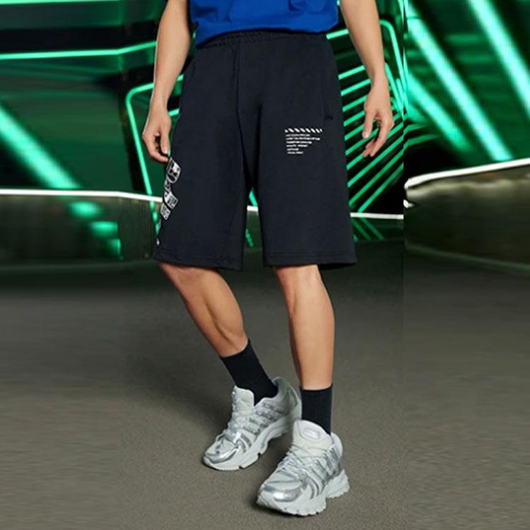 Li-Ning X Star Wars SS22 Co-Branded Solid Color Letter Elastic Waist Straight-Leg Casual Shorts Men Bottoms Black AKSS499-1