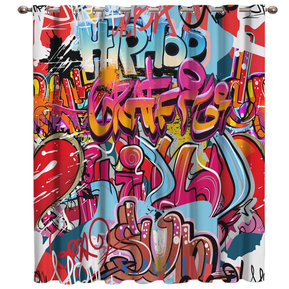 

Главная Шторы Красочные Граффити Спальня Кухня Шторы Гостиная Украшения Элементы Оконные Шторы для Гостиной 135W x 60H(cm)