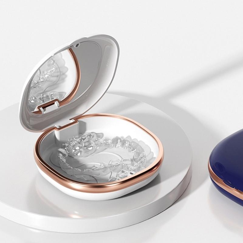 Portable Retainer Case Denture Case,Mouth Guard Case with Mirror Teeth Aligner Case Mouth Guard Case Easy To Use Gifts