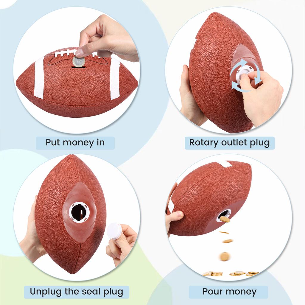 Basketball/Soccer/Rugby/Baseball Piggy Bank Wide Coin Slot Sports Piggy Bank for Sports Fan Team Souvenir Collecting Figurines