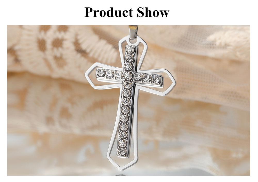 Cazador Clear Zircon Cross Pendant Necklace for Women Men Stainless Steel Couple Necklaces Jesus Christian Jewelry Gift 2026