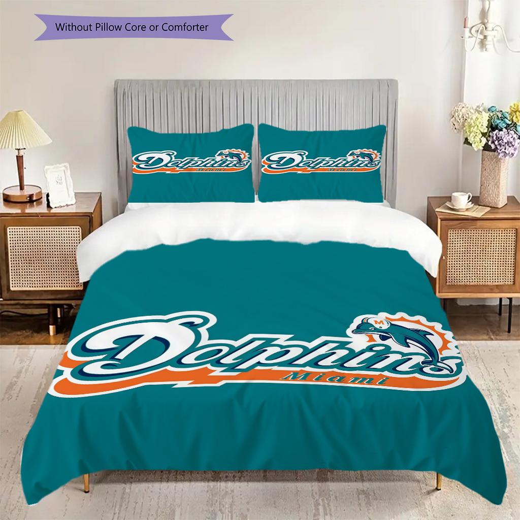 Miami Dolphins Helmet Three-piece set(1 * duvet cover + 2 * pillowcase, without core)Bedding set Duvet cover and pillowcase Christmas birthday gift