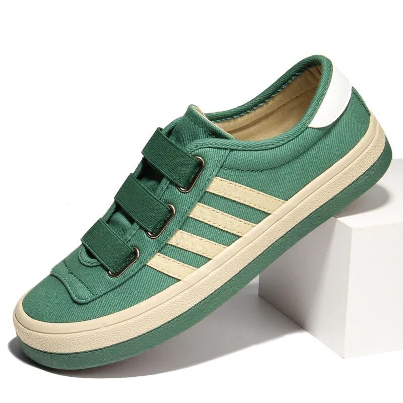 Elastic Band Canvas Men's Vulcanized Shoes Brand New Joker Simple Loafers Lazy Wear-resisting Trend Designer Flats