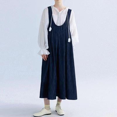 Japanese Strap Dresses for Women Summer Loose Casual Versatile Back Tie Layered Casual Sleeveless Dress