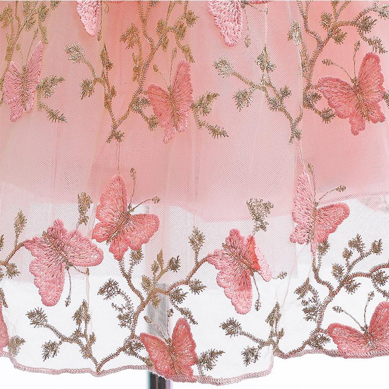 Сетчатое кружевное платье принцессы с бабочкой и вышивкой — фото 7