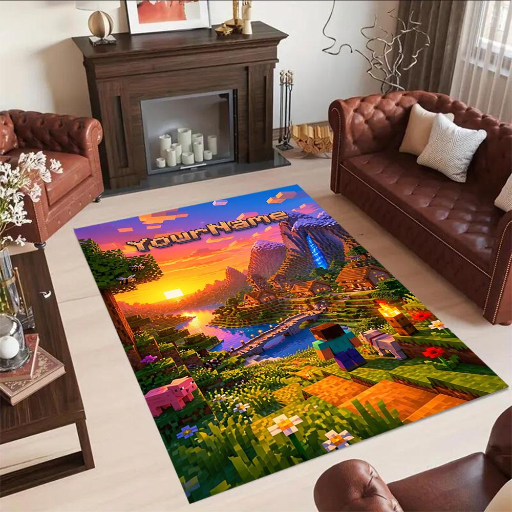 Minecraft 41 Personalized Name Floor Rug Office Rug Suitable for Dining Room Foyer Kitchen Study room Antislip Carpet Decorate Offices