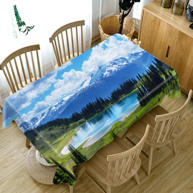 Față de masă din bumbac îngroșat peisaj natural model peisaj dreptunghiular/rotund pânză de masă pentru nuntă picnic petrecere