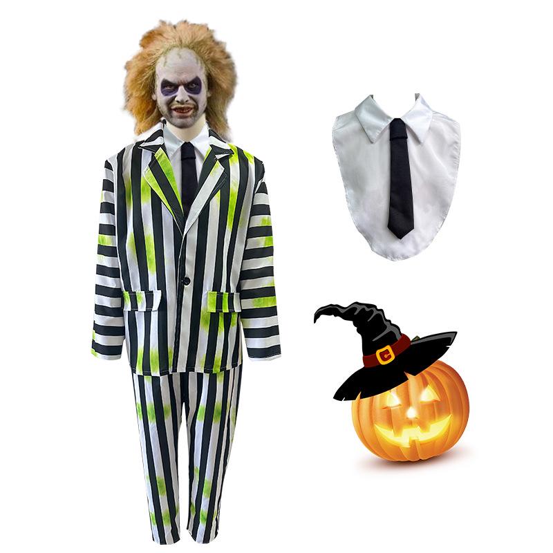 Beetlejuice Sorcerer Halloween Role-Playing Red Striped Suit & Skirt