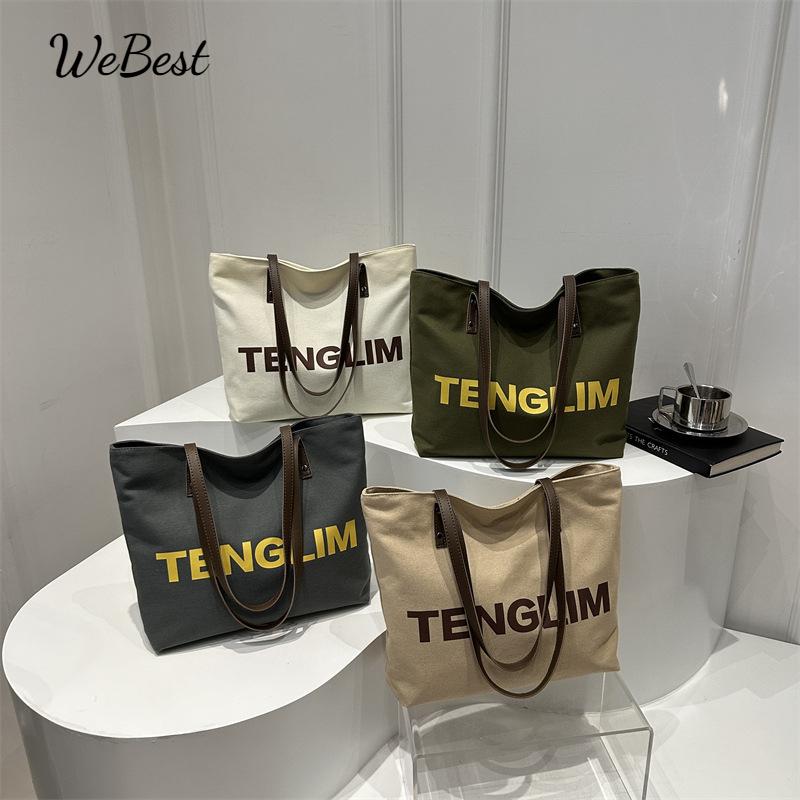 

A New, Simple and Casual Letter Handbag for Women with A Large Capacity зелений