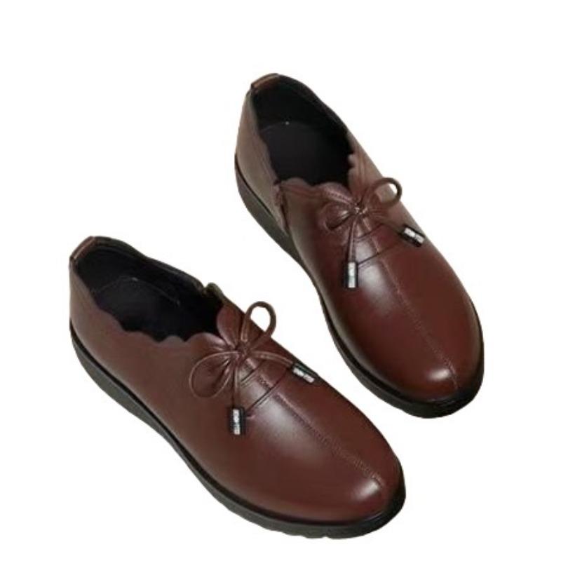 Non-slip Work Shoes Women Soft Leather Shoes Comfortable Soft Restaurant Kitchen Shoes Single Shoes Flat Grandma Shoes