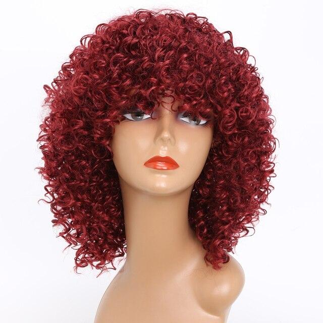 LISI HAIR 14inches Afro Kinky Curly Wig Synthetic Wig With Bangs Mixed Gray Brown and Blonde  Wig for Black Women Daily Wig