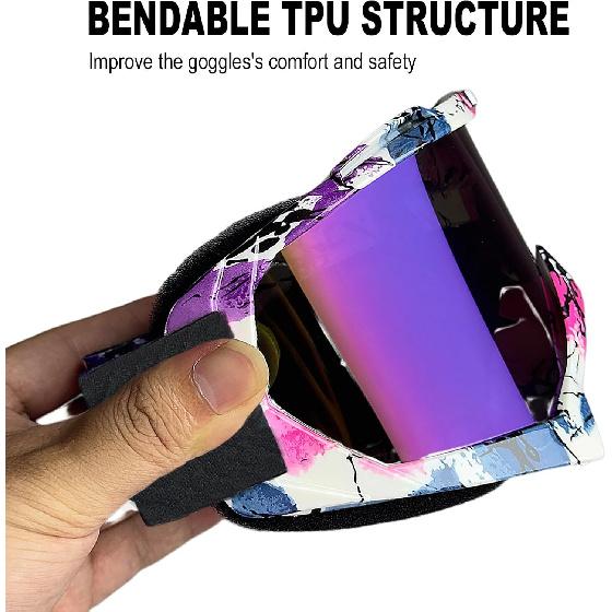 Motocross Goggles with Balaclava, ATV Dirt Bike Motorcycle UTV MX OTG Offroad Riding Skiing Goggles for Women Girls