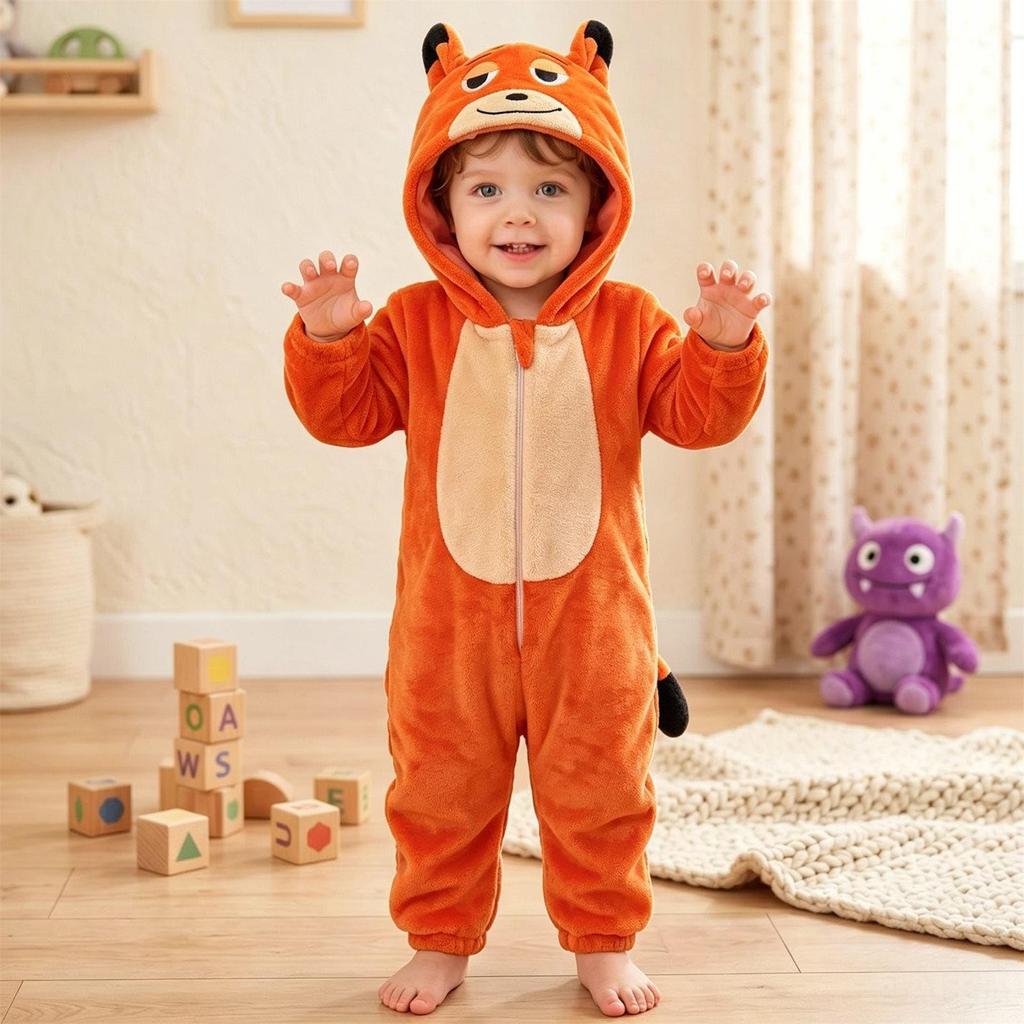 Baby Flanell Warmer Strampler mit Tierdesign für Säugling Kleinkind