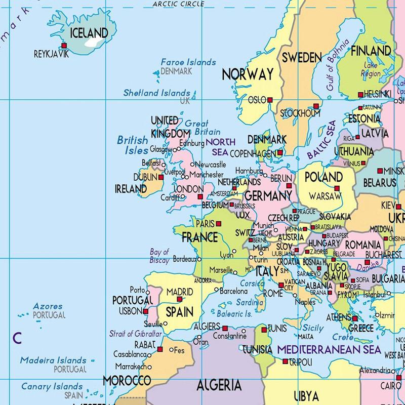 World Map Poster with Flags Large Educational Wall Chart for Bedroom Playroom School Classroom Geography Learning Decor