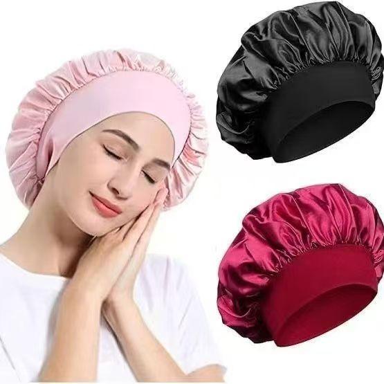 European and American Fashionable Women's Sleep Cap, High Elasticity Cap, Postpartum Hair Care Cap, Satin Wide Edge Sleep Cap