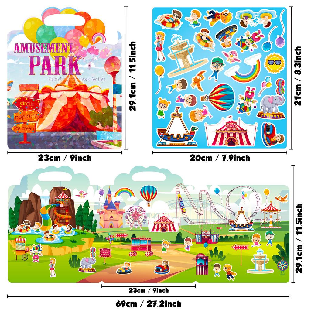 Children'S Playground Facilities Cognitive Concentration Cultivation Quiet Book Portable Jelly Sticker Book