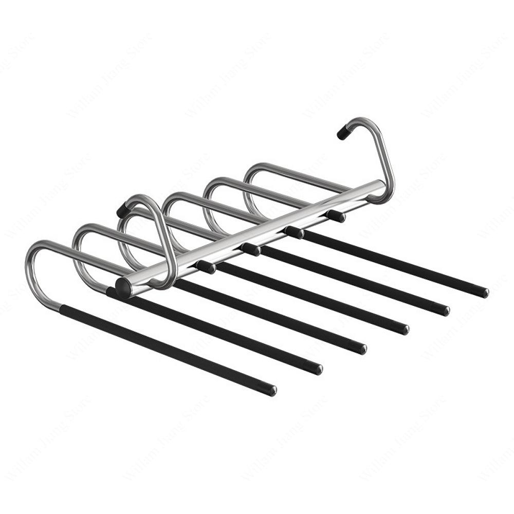 Stainless Steel Multi Tier Trouser Hanger Space Saving Closet Storage Rack 6 or 8 Layers Organize Jeans Casual Trousers Neatly